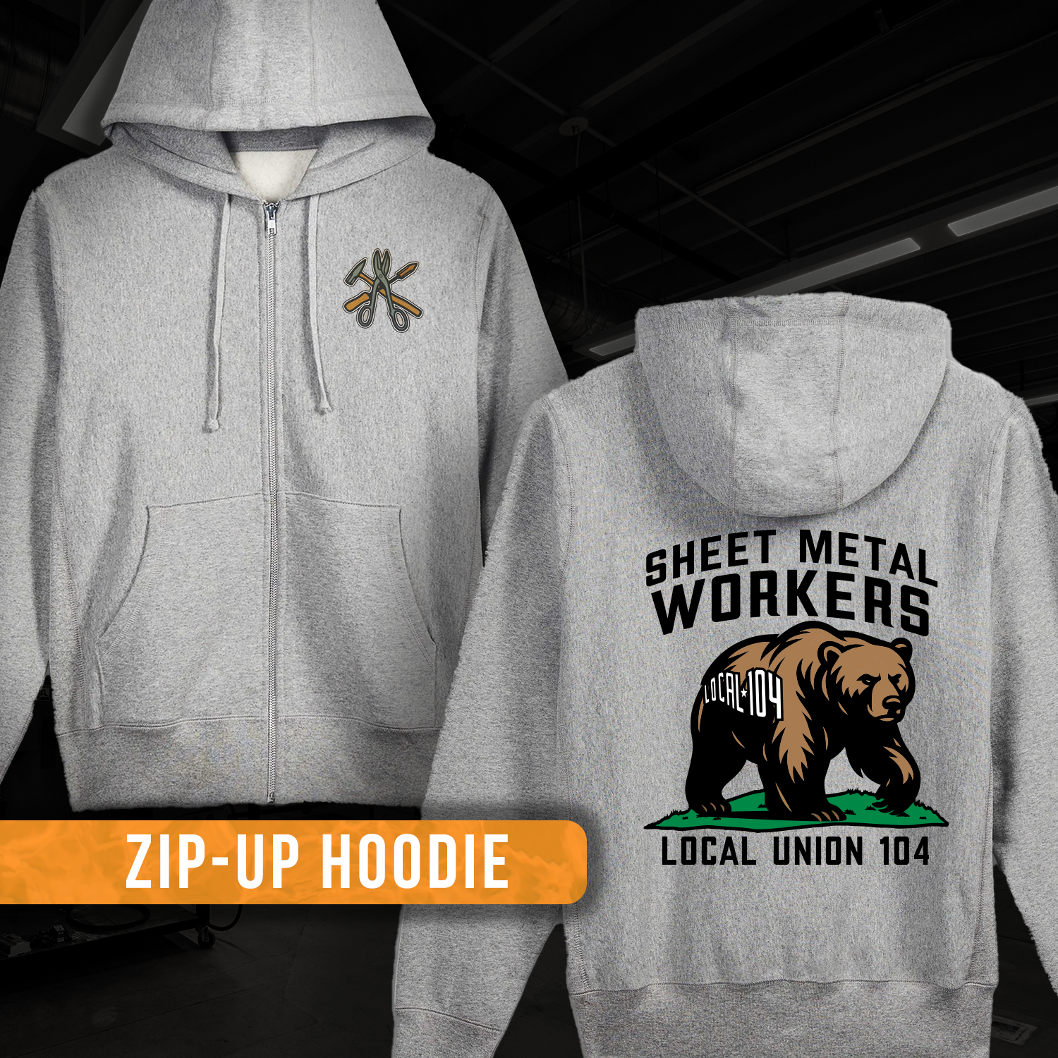 Zip-Up California Bear Hoodie – SMW Local 104